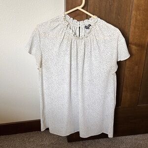 Express Ivory Dotted Ruffle Blouse
